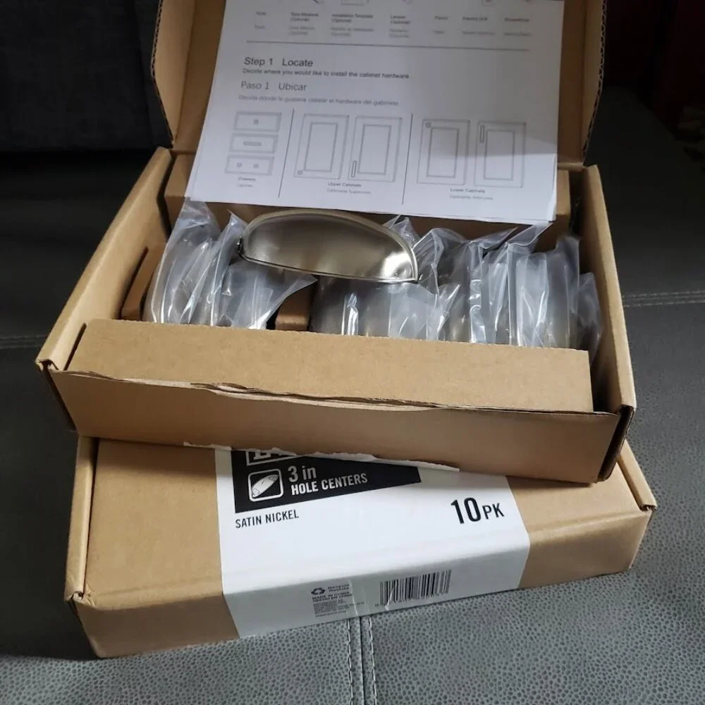 New Everbilt 20 PACK SET 3 in. (76 mm) Satin Nickel Bin Cup Drawer Hardware Pull
